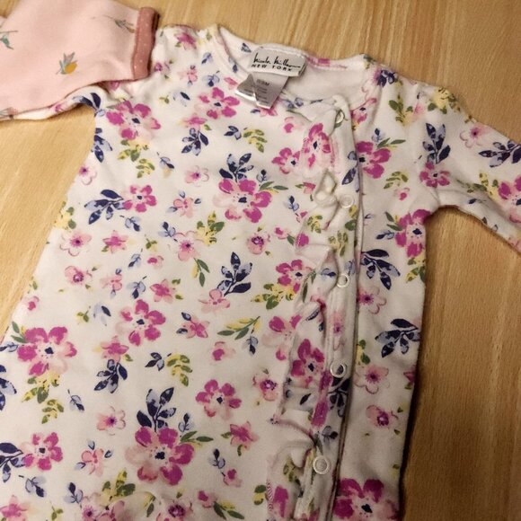 Unbranded Infant Girls 2 Piece Floral Footie Pajamas Bundle 0-3 Months - Picture 3 of 7